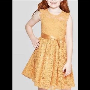 Zenzi XL Plus mustard yellow lace dress